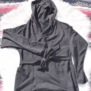 Jones New York Grey wrap hooded cardigan